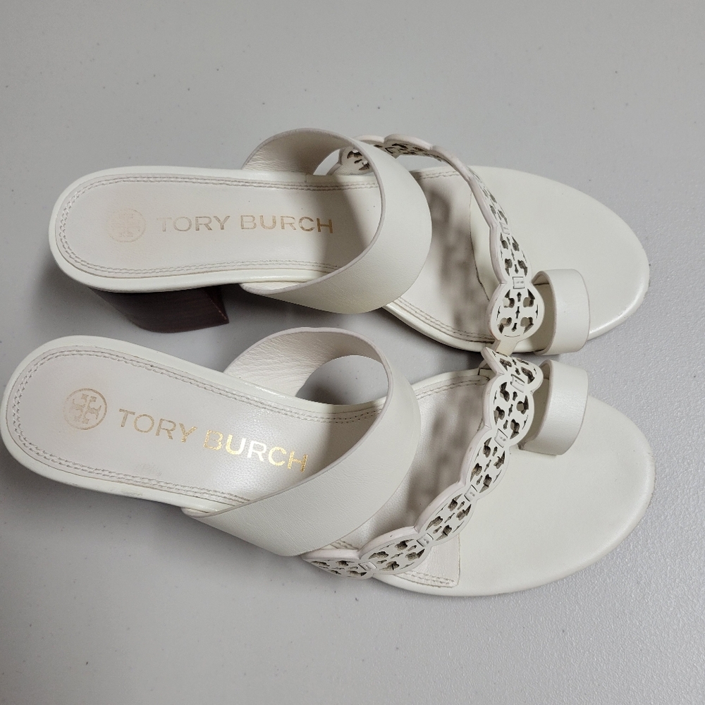 Tory Burch Tiny Miller Toe Ring Block Heels Sanda… - image 4